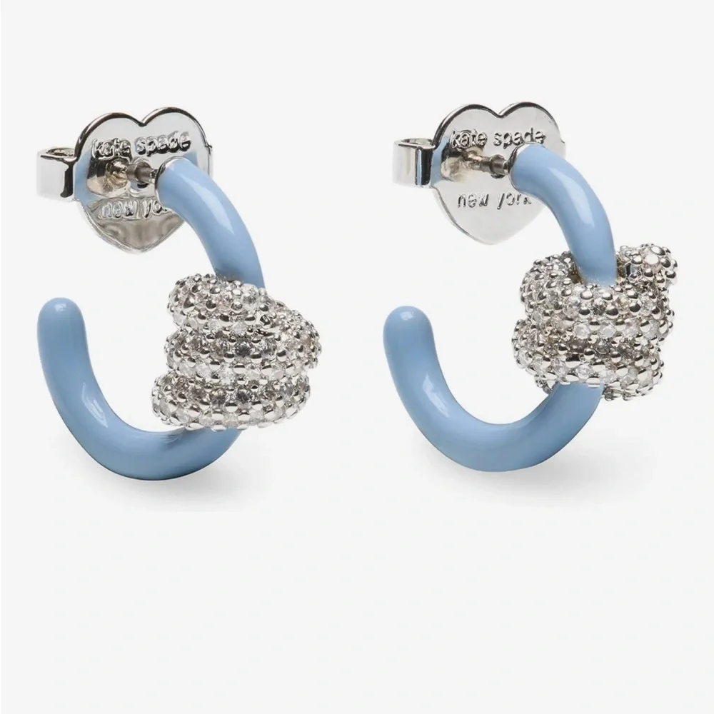 Kate Spade Ropes & Knots Pave Knot Hoops earrings in Blue. NWOT